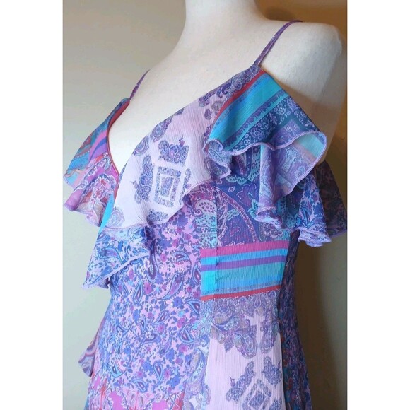 Gianni Bini + Dannijo Wrap Dress Sz M Pink Print High-low Adjustable Maxi $199 - Picture 6 of 15